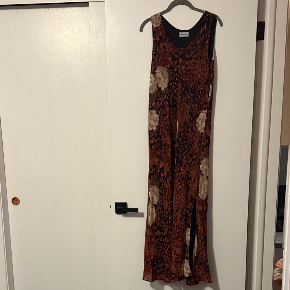 Elegant Brown Floral Summer Dress